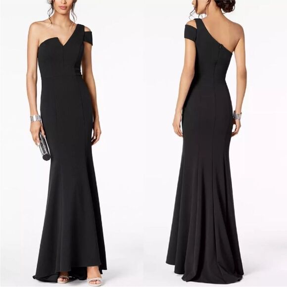 BETSY & ADAM A19997 Paulina Cutout One Shoulder Floor Length Gown 2 NWT $239